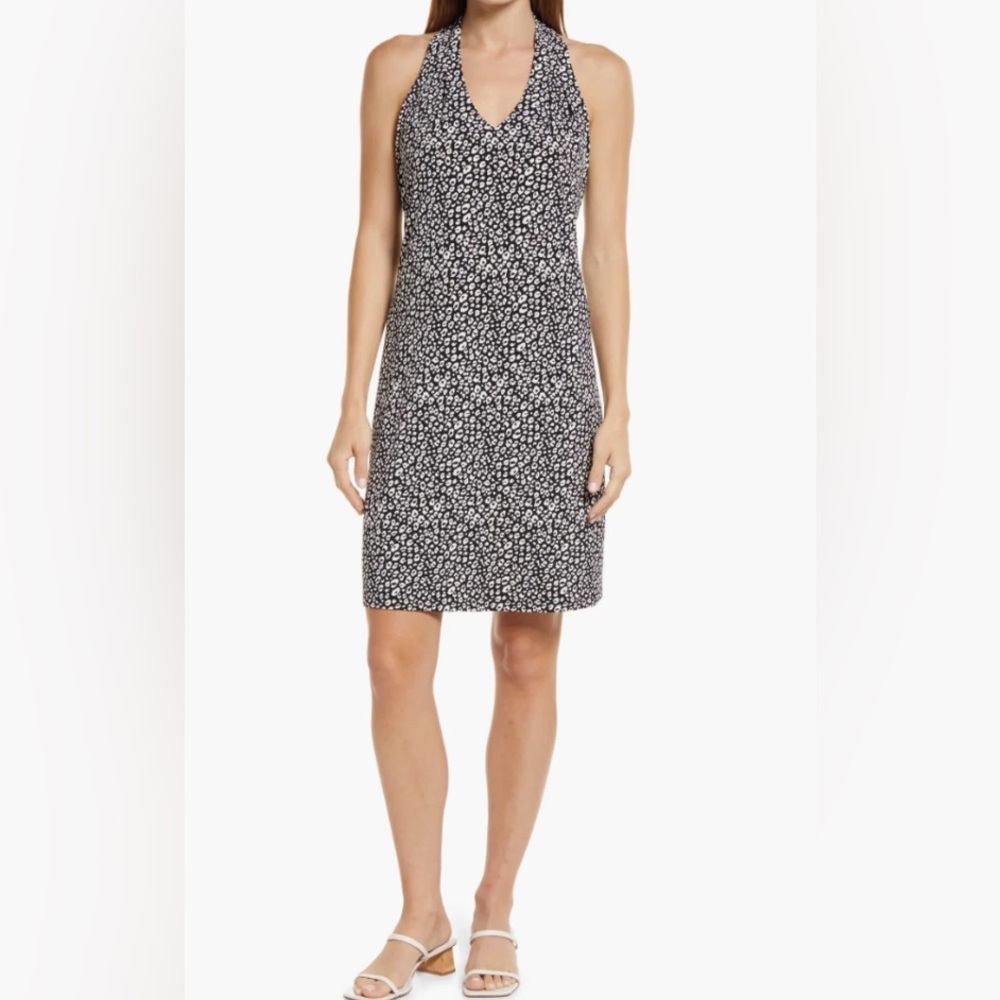 Tommy Bahama Black and White Printed Halter Mini Dress